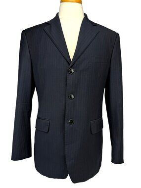 GIORGIO ARMANI Le‎ Collezioni Navy Rust Red Pinstripe Wool Blazer IT 48 US 38
